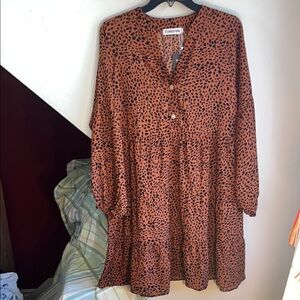 Orange‎ Leopard Print Dress